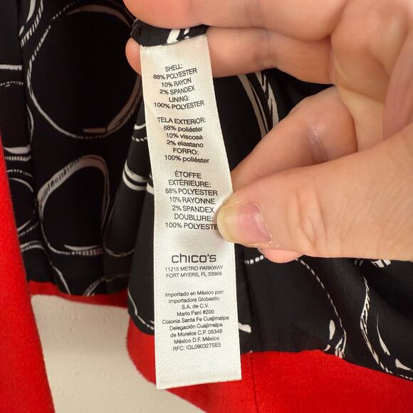 Chico's Women Red Swing Jacket Size 0 (US 4/6) Smooth Plush Retro Preppy Classic - Picture 5 of 7